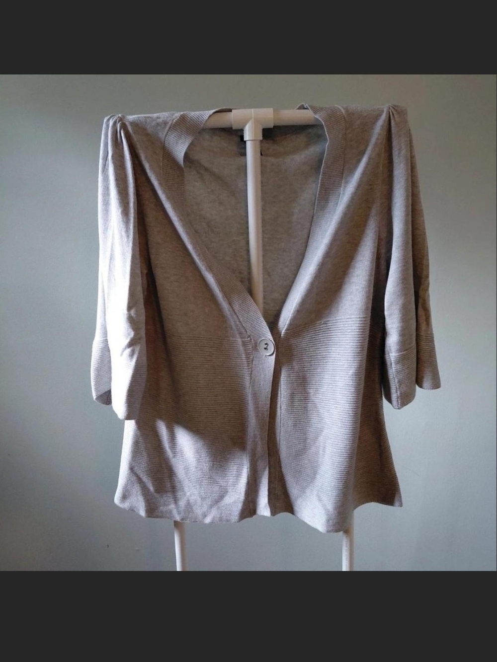 Falls Creek Taupe Single-Button V-Neck Cardigan